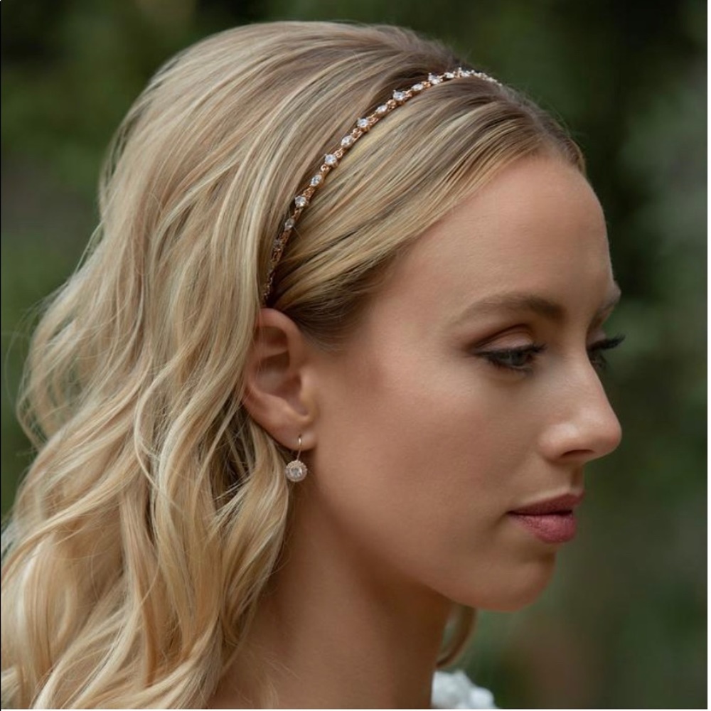 AMY O BRIDAL CRYSTAL ROSE GOLD DAINTY HEADBAND